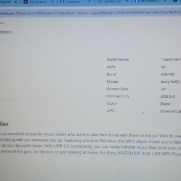 COPY - Sony NWZ-B 183F 4GB USB MP3 player - Picture 7 of 7